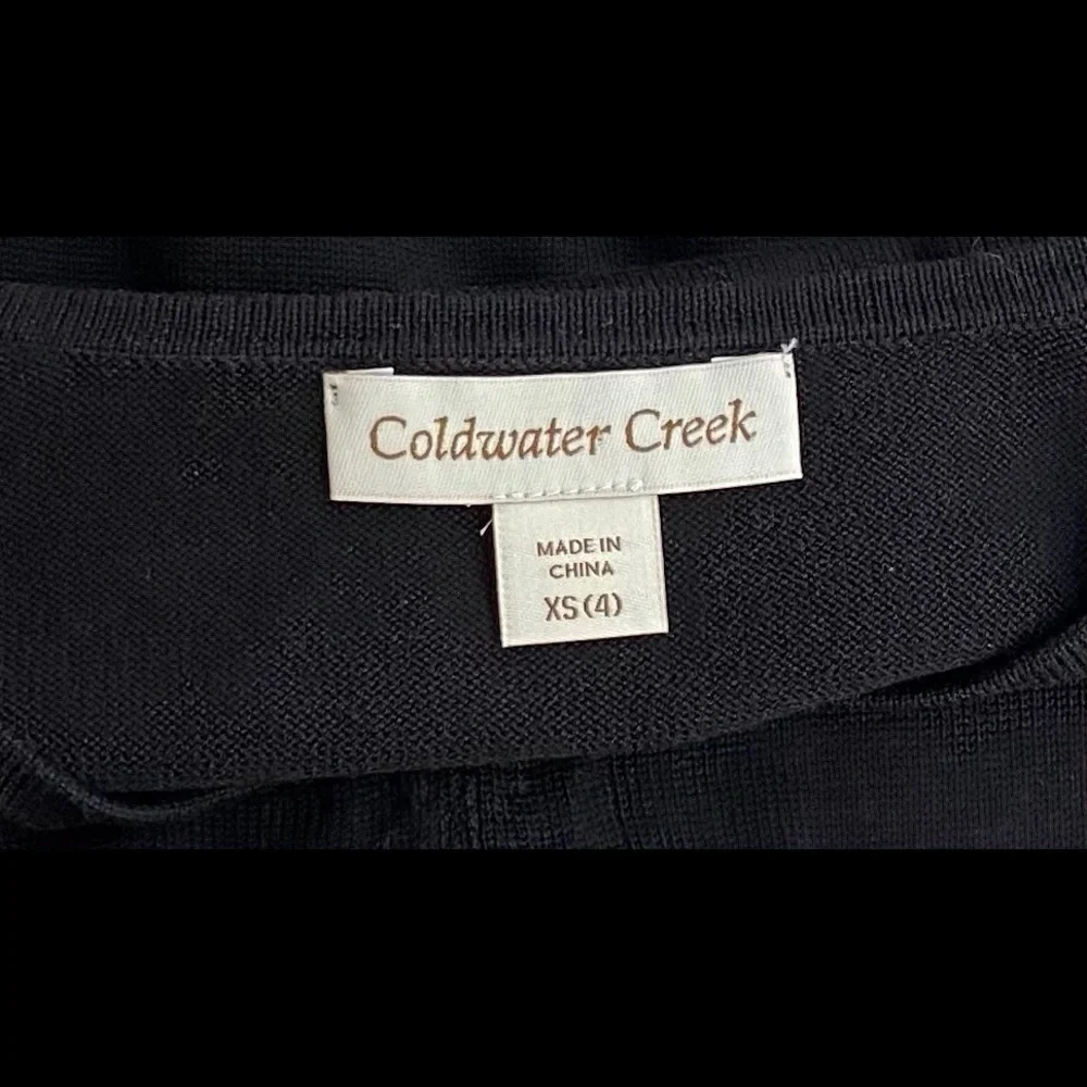 Coldwater Creek Black Beaded Cardigan Silk/Cotton